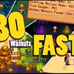"Get ALL 130 Walnuts FAST" with images showing locations with golden walnuts