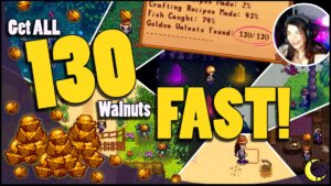 "Get ALL 130 Walnuts FAST" with images showing locations with golden walnuts