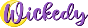Wickedy logo with a yellow moon behind the W